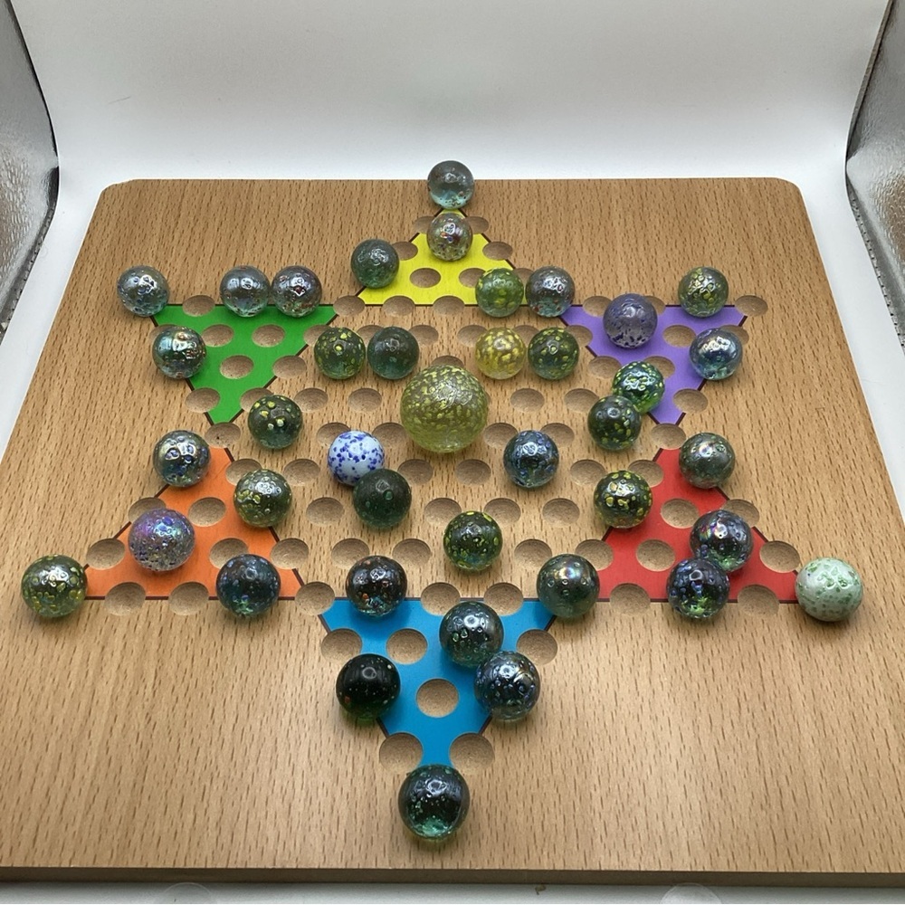 Lot Of 40 Vintage Confetti Glass Marbles With Shooter Transparent Multi Colored